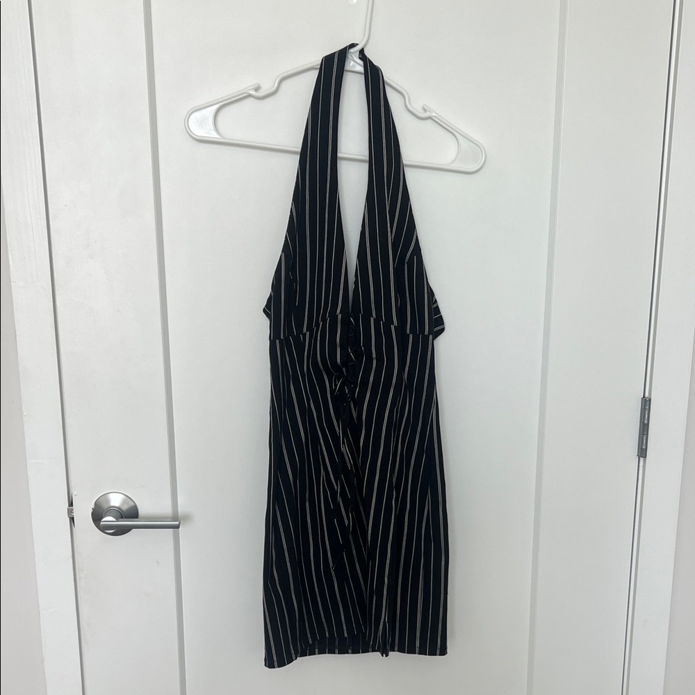 Urban Outfitters Black and White Striped Halter Dress